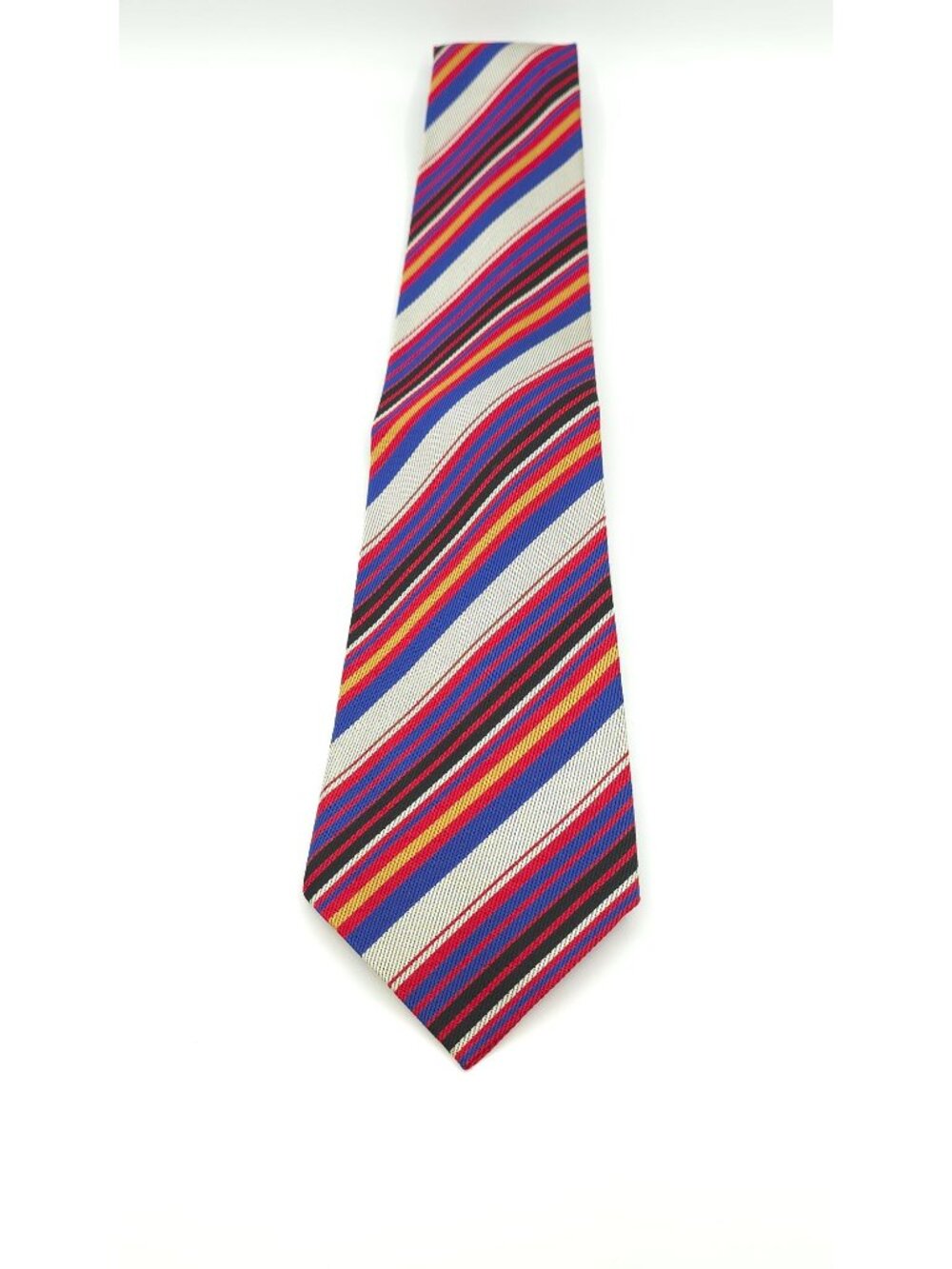 Vintage Blended Tie with Blue, White, Red, and Black Stripes - Gen Y Revival - Picture 6 of 6